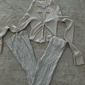 Urban Outfitters Cream Ribbed Knit Top